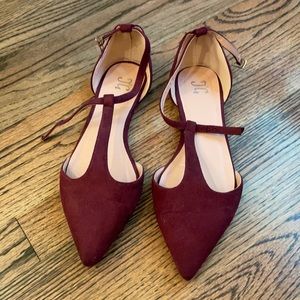 Burgundy flats